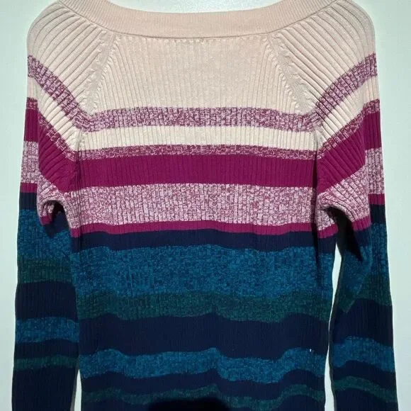 Chico's Women's Multicolor Colorblock Knitted V-Neck Pullover Sweater Medium - Picture 7 of 12